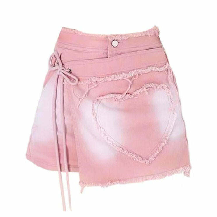 Heart Stealer Y2K Fashion Wrap Skort - Trendy 2000s Style Essential