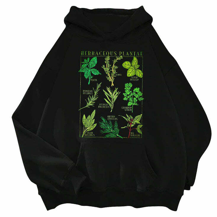 Herbaceous Plantae Y2K Hoodie - Trendy 2000s Fashion Aesthetic