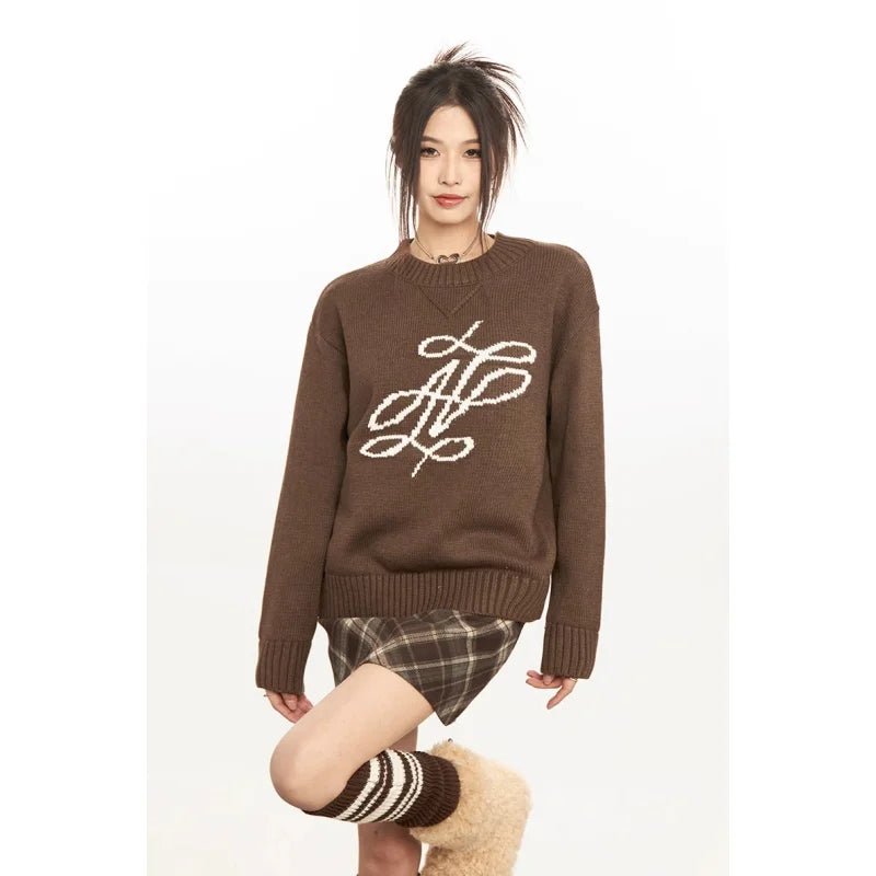 Heritage Monogram Sweater - Y2K Fashion Essential for 2000s Style