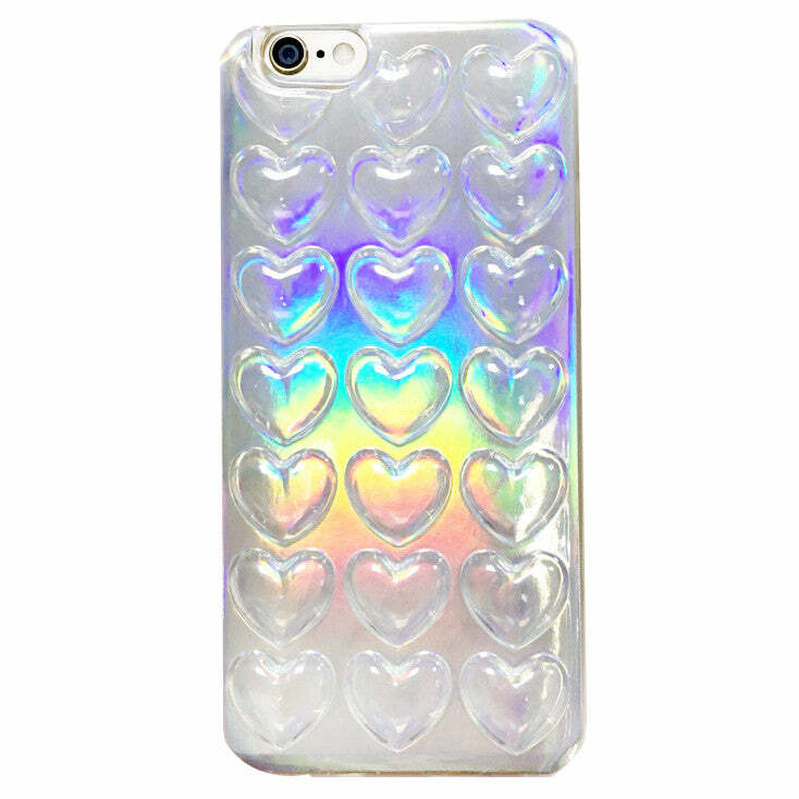 Holographic Heart Case: Trendy Y2K Aesthetic for Stylish Outfits