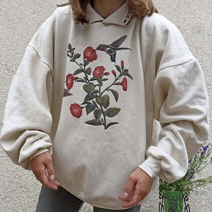 Hummingbird Vintage Sweatshirt - Y2K Aesthetic 2000s Fashion Essential