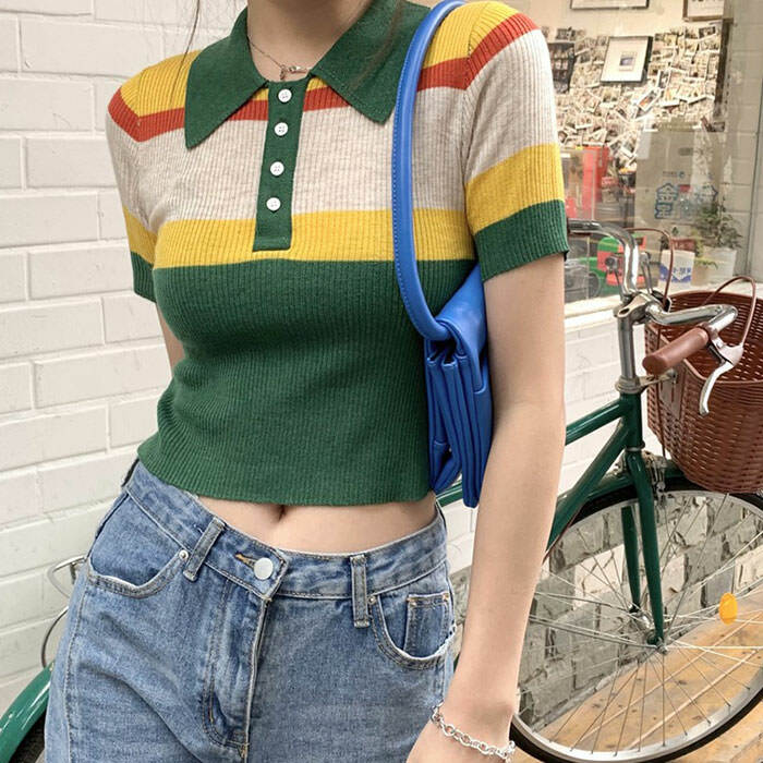 Indie Aesthetic Y2K Ribbed Crop Top - Trendy 2000s Style Essential