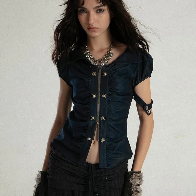 Industrial Siren Top: Y2K Fashion Essential for Trendy Outfits