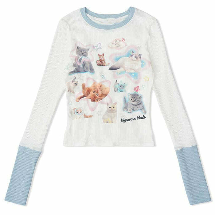 Kitty Long Sleeve Top - Y2K Fashion Aesthetic for Trendy Outfits