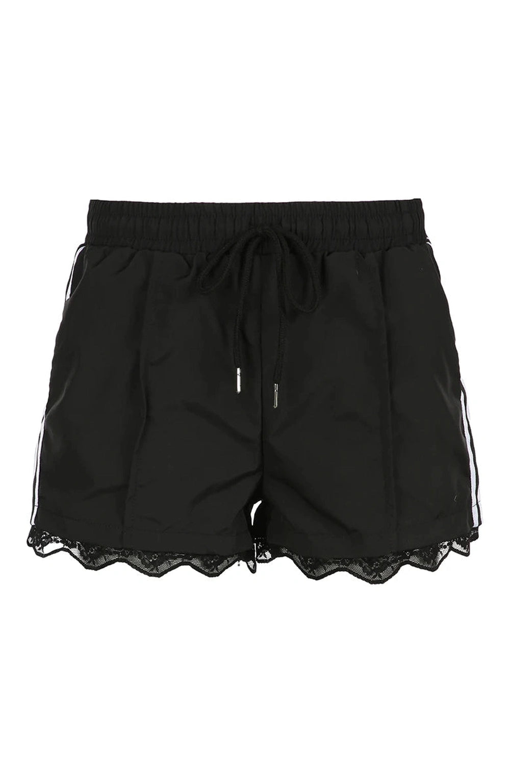 Lace-Trim Sporty Drawstring Shorts - Y2K Fashion Essential for 2000s Style