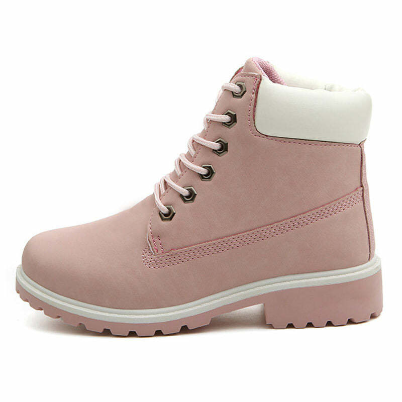 Lace Up Pink Flat Boots - Y2K Fashion Essential for 2000s Style Outfits