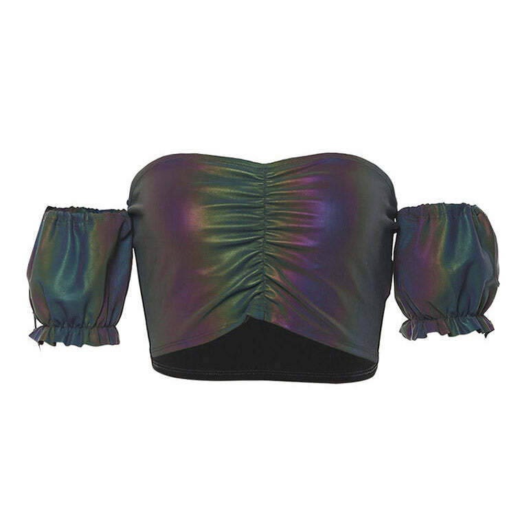 Laserdance Reflective Top - Y2K Fashion Essential for Iconic 2000s Style