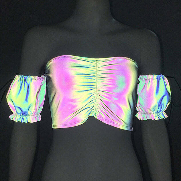 Laserdance Reflective Top - Y2K Fashion Essential for Iconic 2000s Style