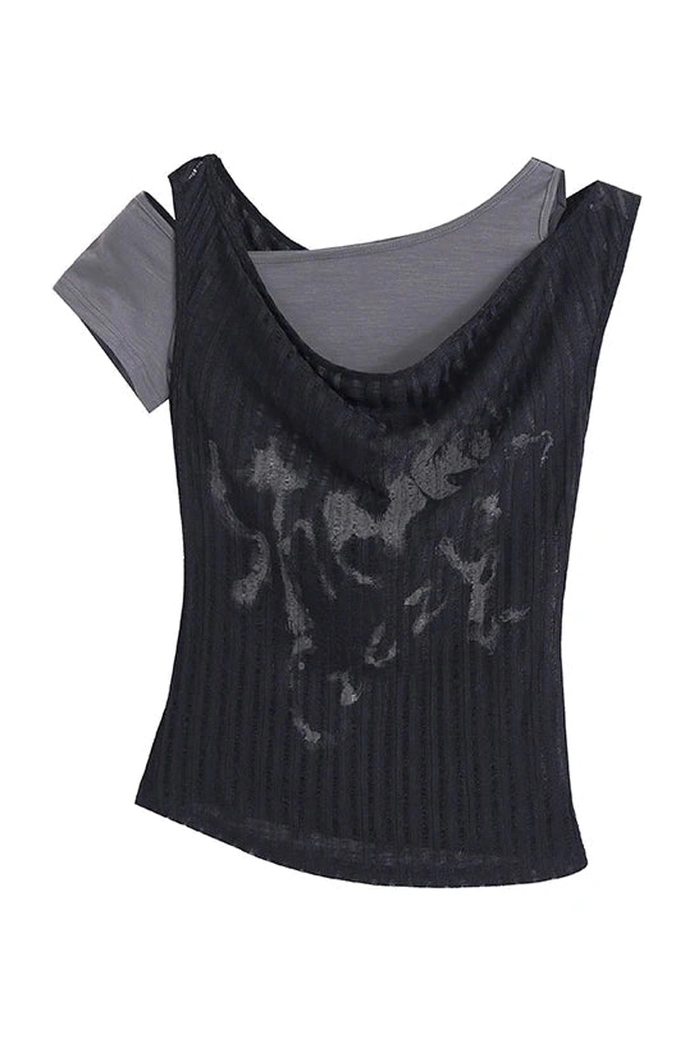 Layered Grunge Mesh Top - Y2K Fashion Essential for 2000s Style