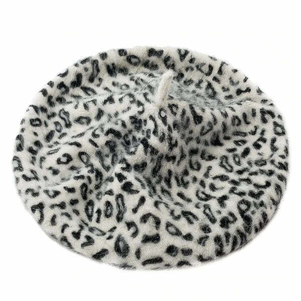 Leopard Print Beret - Trendy Y2K Fashion Accessory for Stylish Outfits