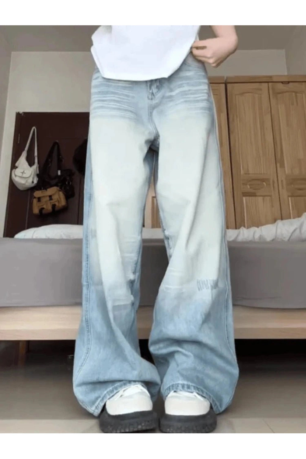 Light Wash Oversized Baggy Jeans - Y2K Fashion Essential for 2000s Style