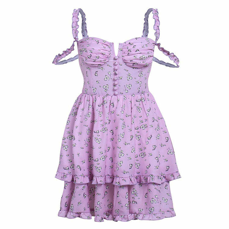 Lilac Daisy Mini Dress - Y2K Fashion Aesthetic for Trendy Outfits