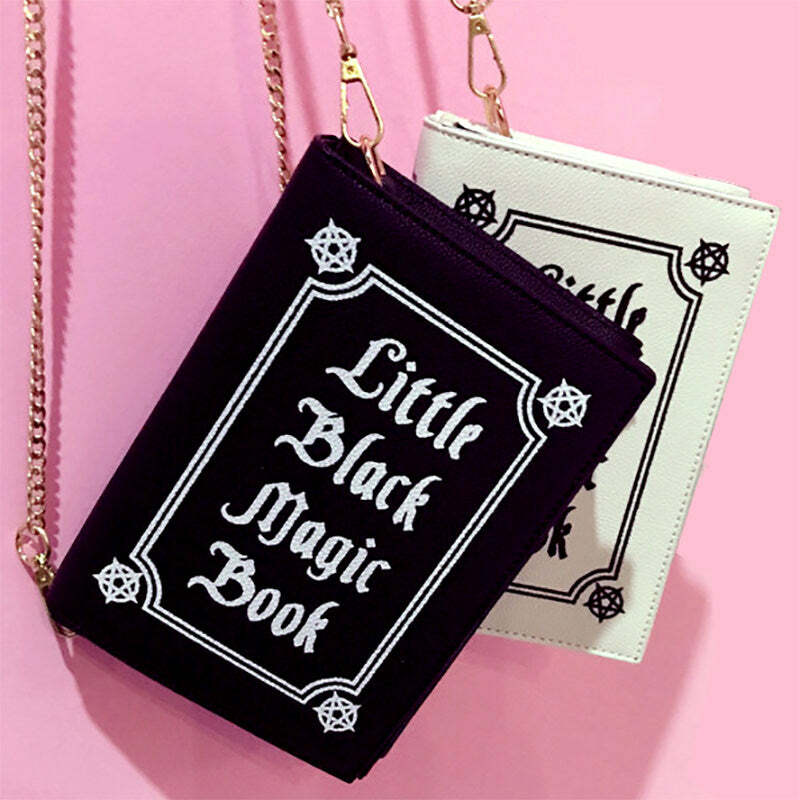 Little Black Magic Book Bag - Y2K Fashion Essential for Stylish Looks