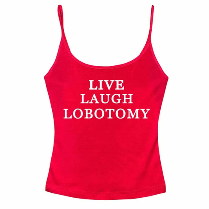 Live Laugh Y2K Fashion Skinny Tank - Trendy 2000s Style Top