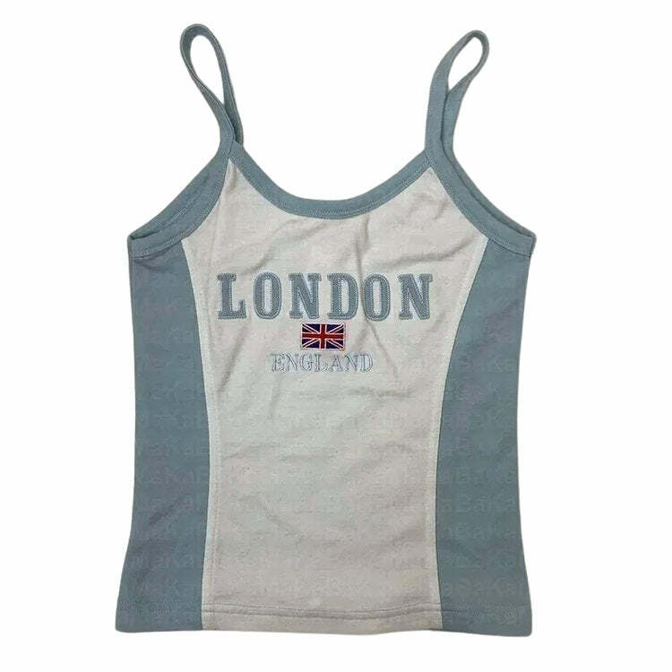 London Embroidery Y2K Tank Top - Trendy 2000s Style for Every Occasion