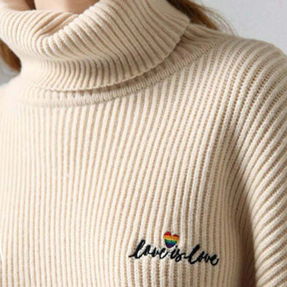 Love is Love Y2K High Neck Jumper - Trendy 2000s Fashion Essential