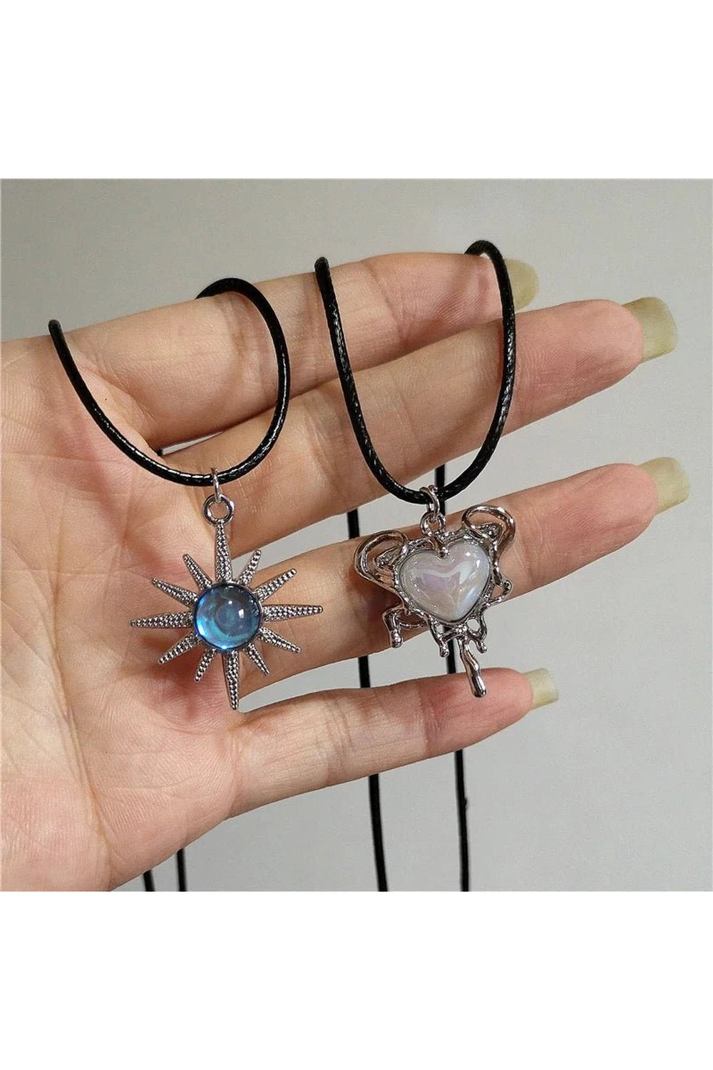 Lunar Glow Angel Heart Necklace - Y2K Aesthetic Jewelry for Trendy Looks