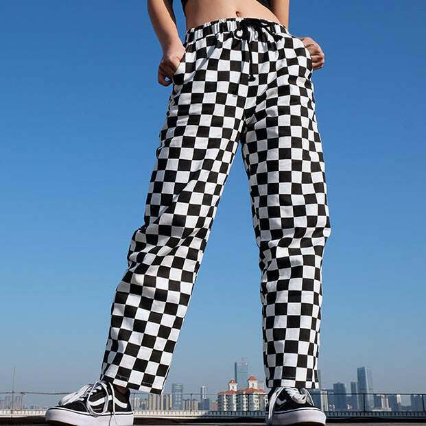 Lydia Y2K Checkered Pants - Trendy 2000s Style for Modern Fashionistas