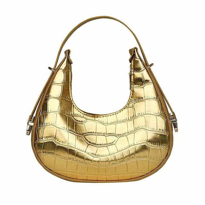 Metallic Aesthetic Hobo Bag - Y2K Fashion Essential for Trendy Outfits