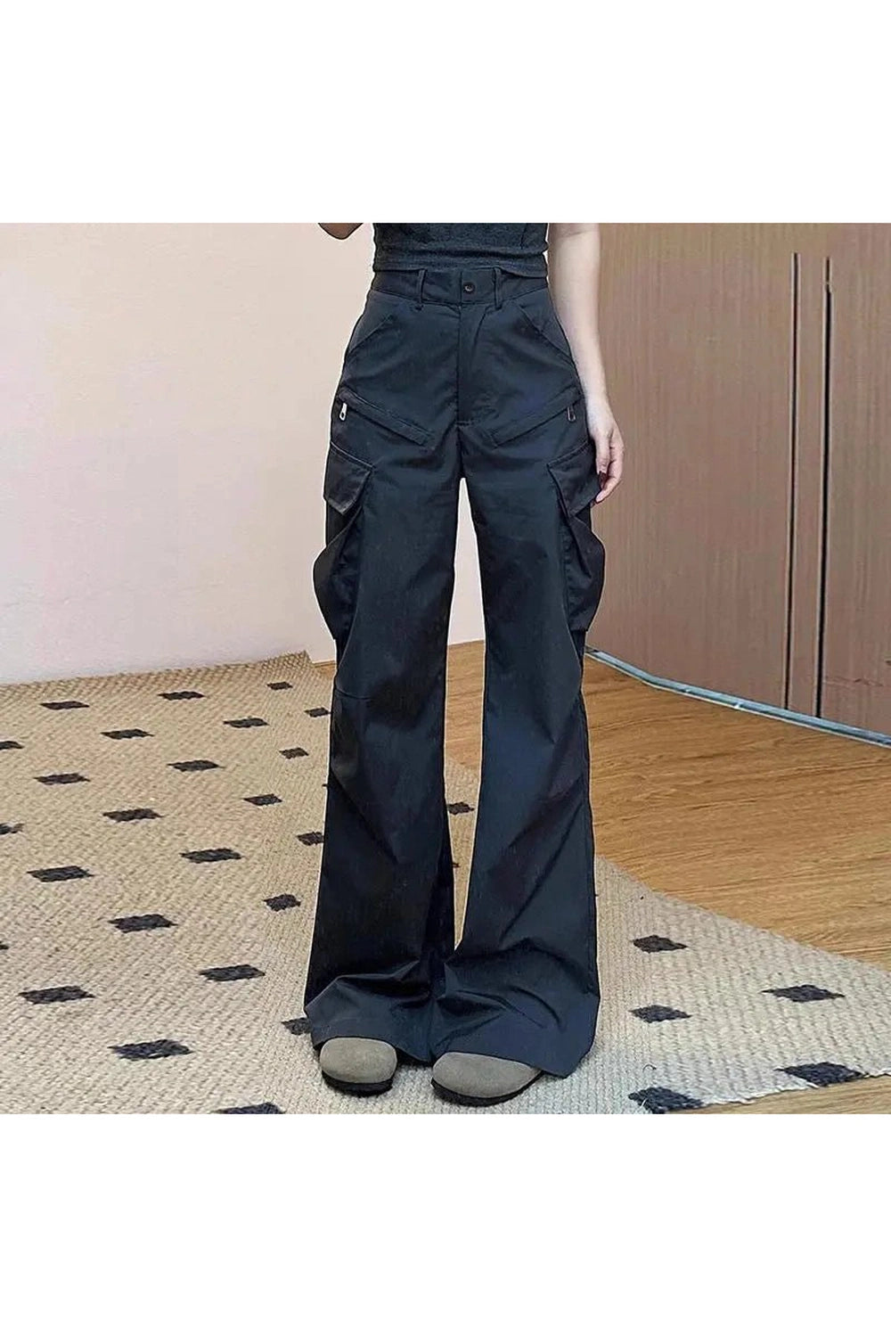 Midnight Cargo Flare Pants - Y2K Fashion Essential for Trendy Outfits