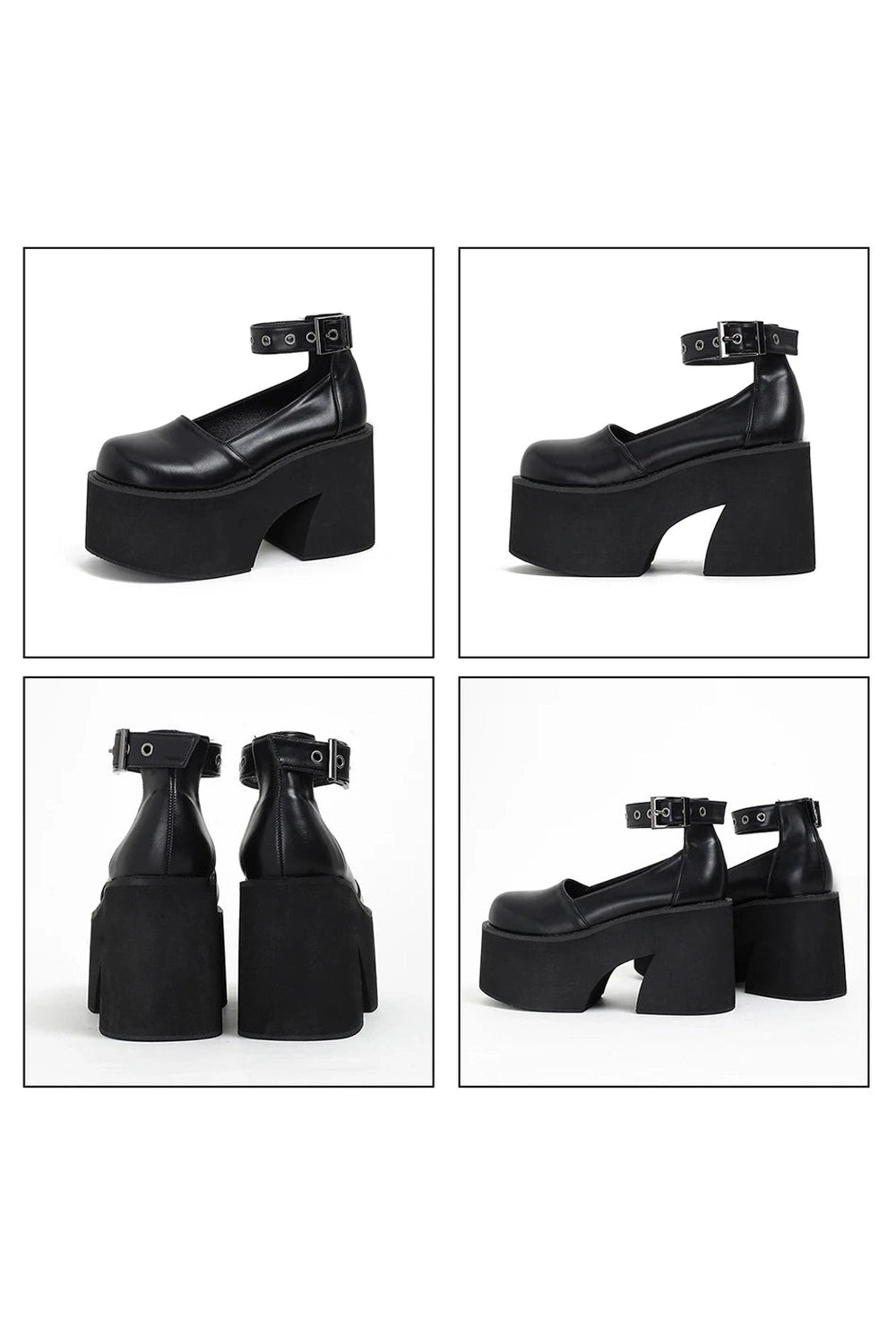 Midnight Edge Y2K Block Heel Shoes - Trendy 2000s Fashion Footwear