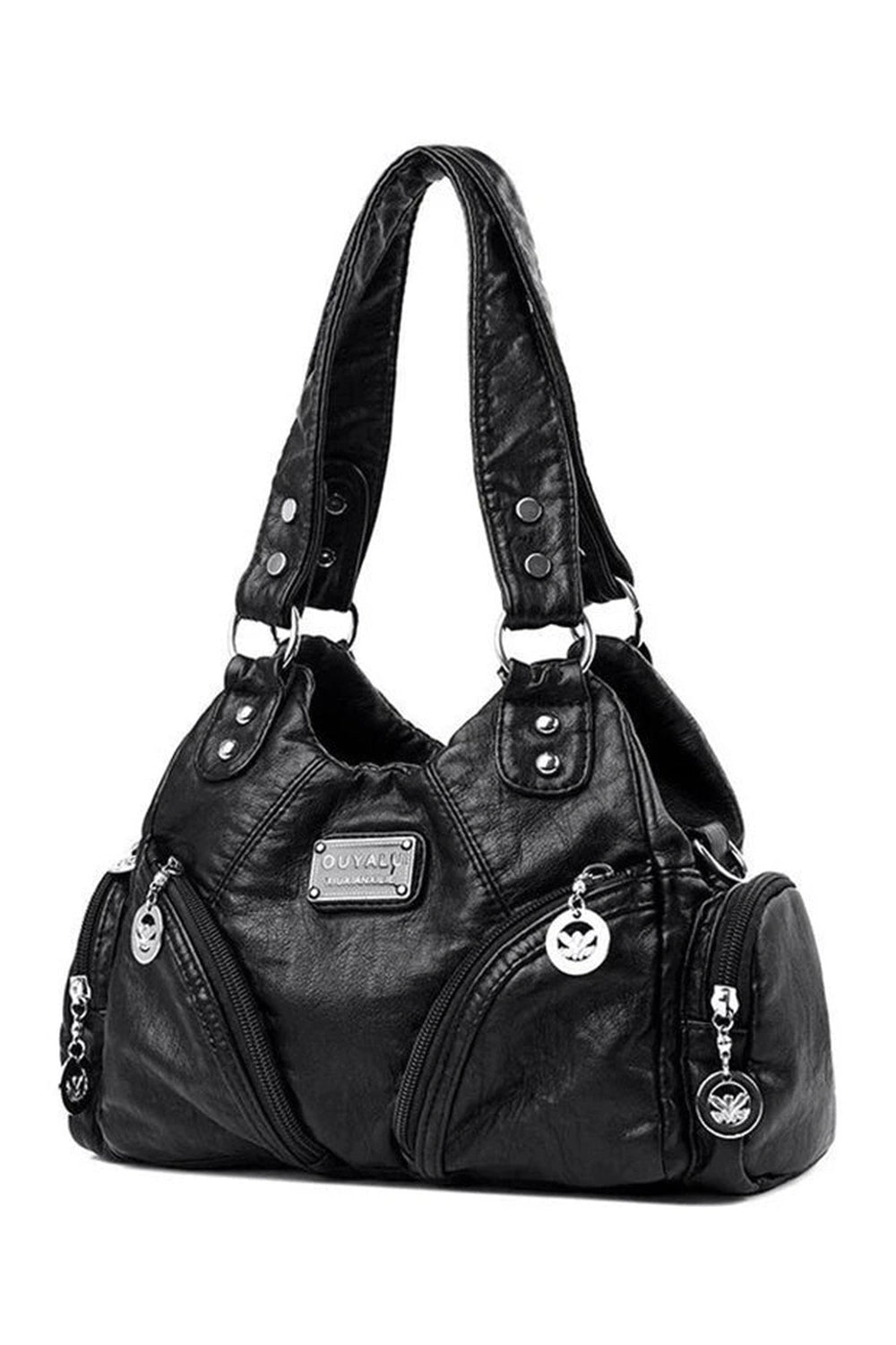 Midnight Zipper Accent Shoulder Bag - Y2K Fashion Essential for 2000s Style