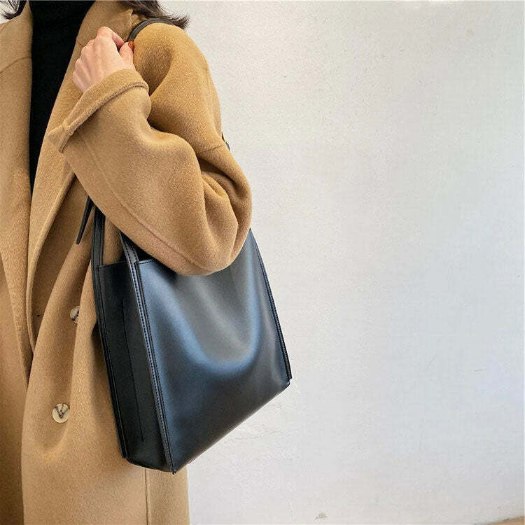 Minimalist Soft Leather Tote Bag - Y2K Fashion Essential for Every Outfit