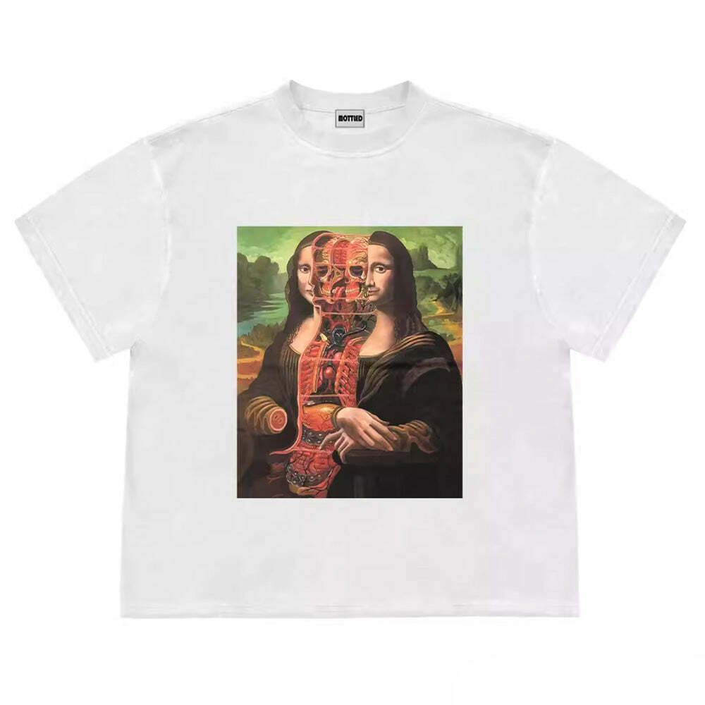 Mona Lisa Y2K Graphic Tee: Embrace 2000s Fashion Aesthetic