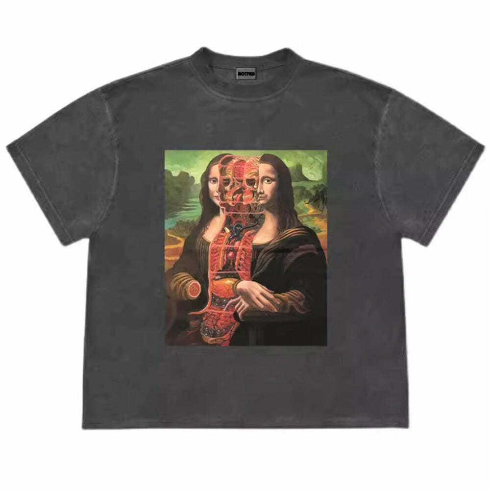 Mona Lisa Y2K Graphic Tee: Embrace 2000s Fashion Aesthetic