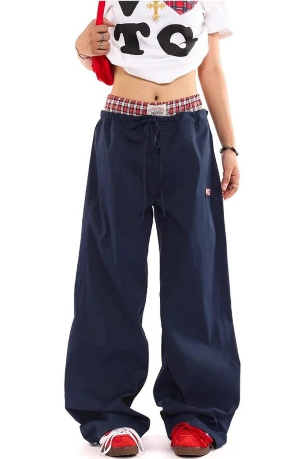 Navy Baggy Y2K Streetwear Pants - Trendy 2000s Fashion Essential