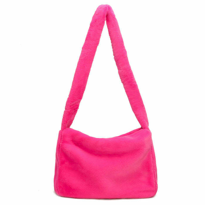 Neon Fuzzy Bag: Y2K Fashion Essential for Trendy 2000s Style Outfits