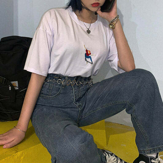 Nollie Y2K Embroidered Tee: Trendy 2000s Fashion Essential for Women