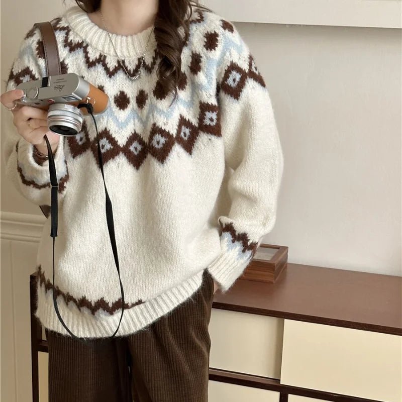 Nordic Charm Y2K Knit Sweater - Trendy 2000s Style for Modern Fashion