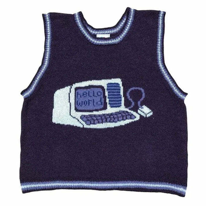 Nostalgic Games Y2K Knit Vest - Retro 2000s Fashion Essential