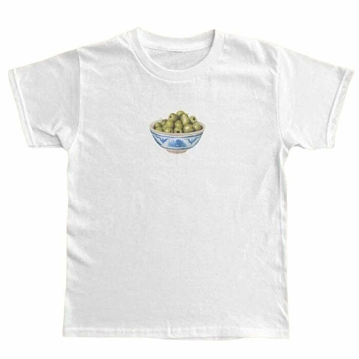 Olives Graphic Tee - Trendy Y2K Fashion for a Retro 2000s Aesthetic