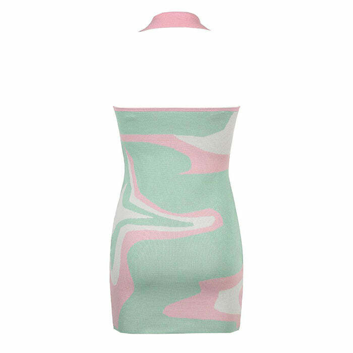 Pastel Candy Halter Dress - Y2K Fashion Aesthetic for Trendy Outfits