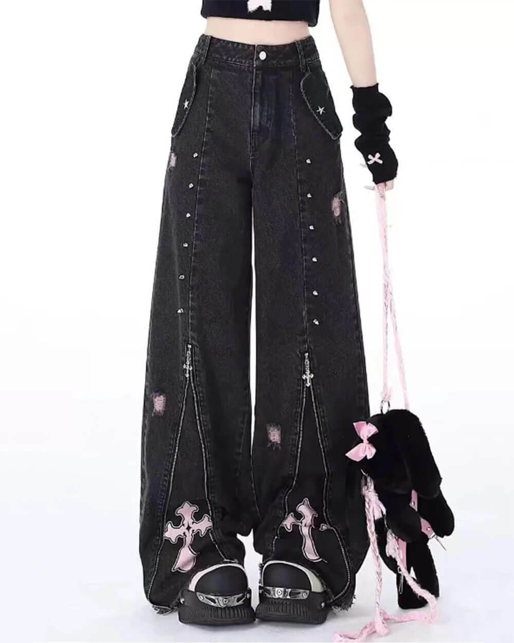 Pastel Goth Baggy Jeans - Y2K Fashion Inspired 2000s Style Outfits