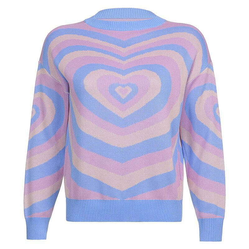 Pastel Heart Sweater - Y2K Fashion Essential for 2000s Style Lovers