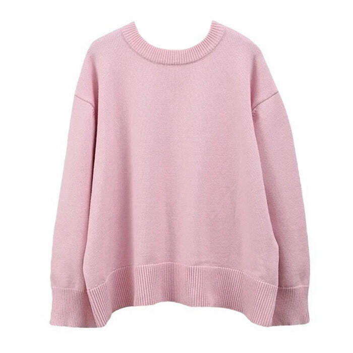 Pastel Pink Oversized Sweater - Y2K Fashion Essential for 2000s Style