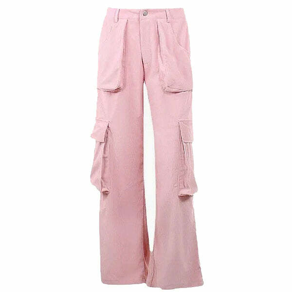 Pastel Pink Y2K Cargo Pants - Trendy 2000s Style for Effortless Aesthetic