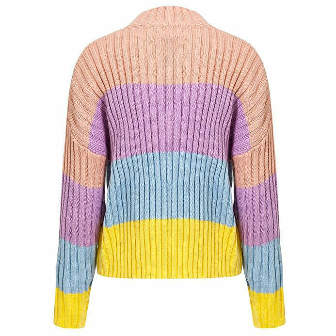 Pastel Rainbow Jumper - Y2K Fashion Essential for Vibrant 2000s Style