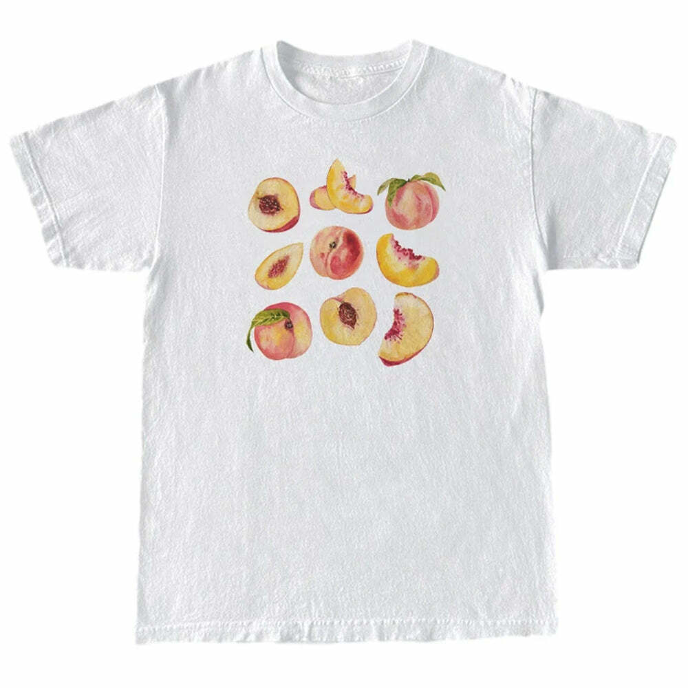 Peach Graphic T-Shirt - Trendy Y2K Fashion for a Retro 2000s Look