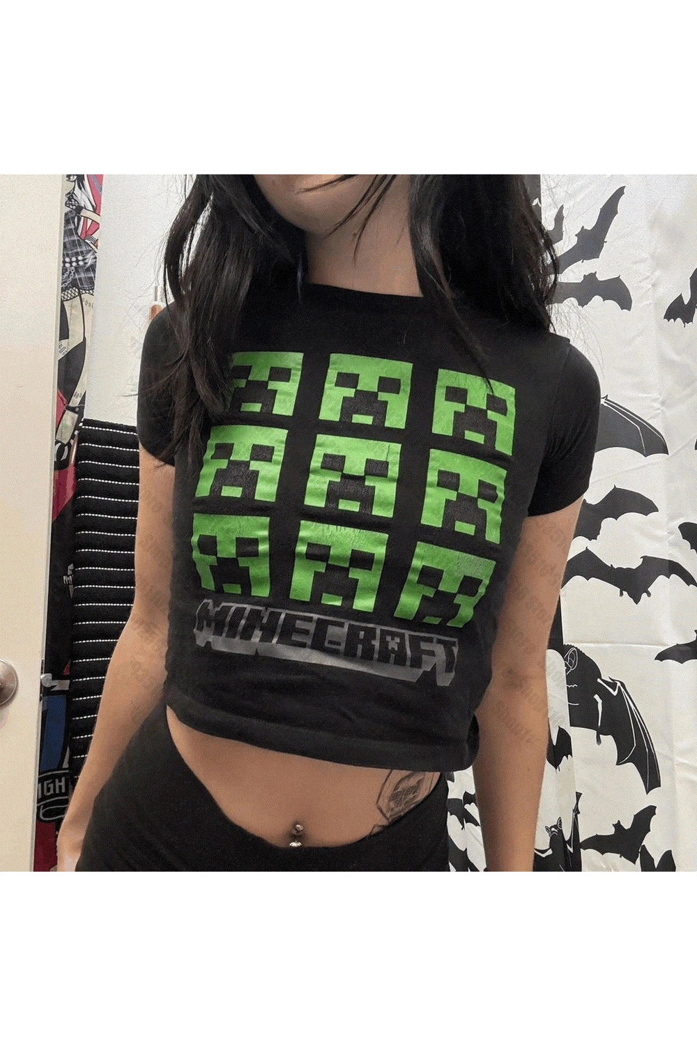 Pixel Creeper Crop Top - Y2K Fashion Essential for Trendy Outfits