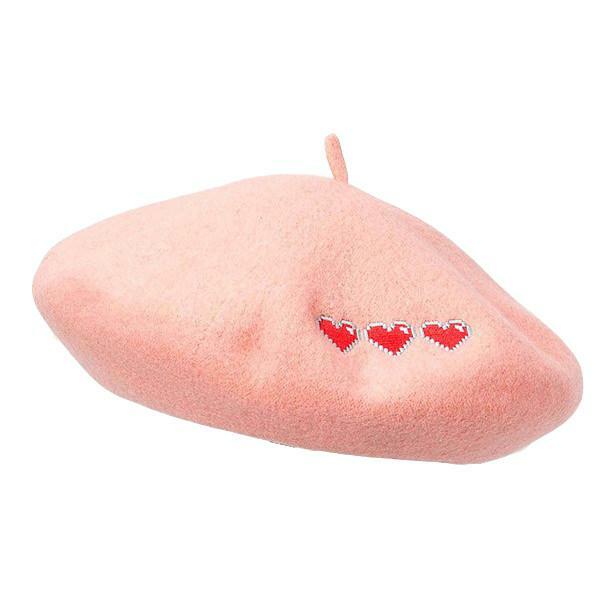 Pixel Hearts Beret - Trendy Y2K Fashion Accessory for Stylish Outfits