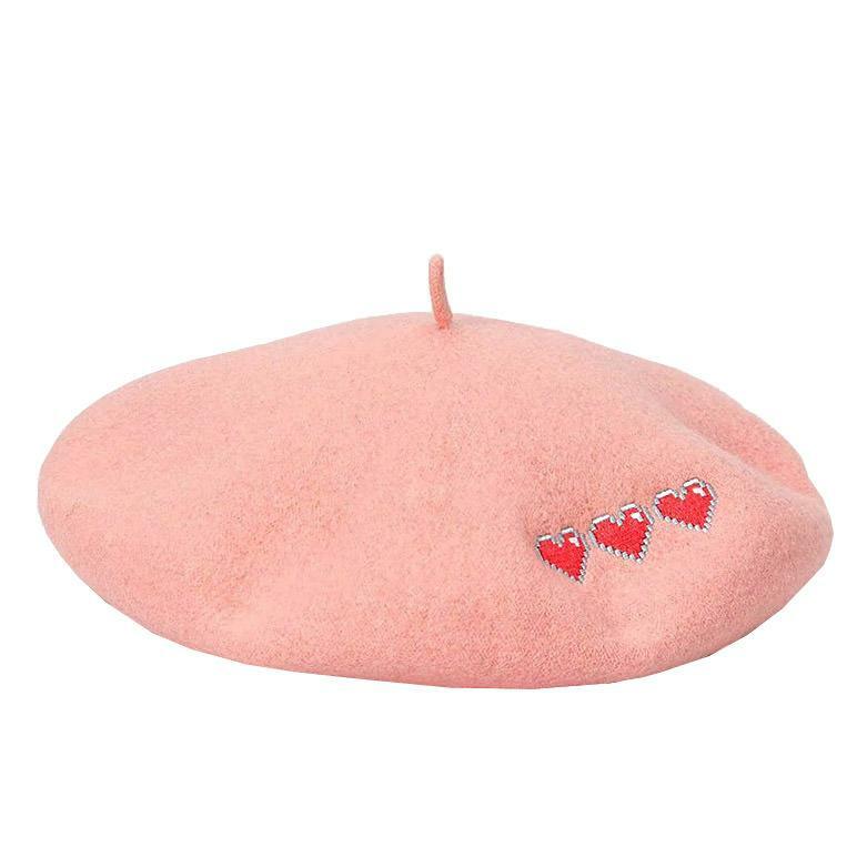 Pixel Hearts Beret - Trendy Y2K Fashion Accessory for Stylish Outfits