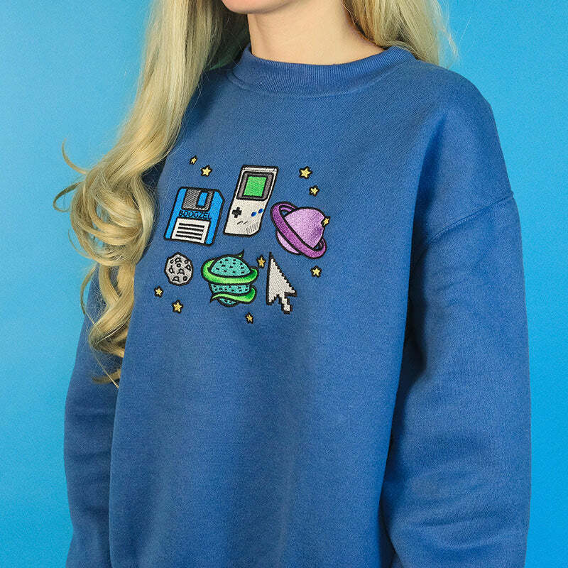 Pixel Universe Y2K Sweatshirt - Trendy 2000s Style for Modern Aesthetics