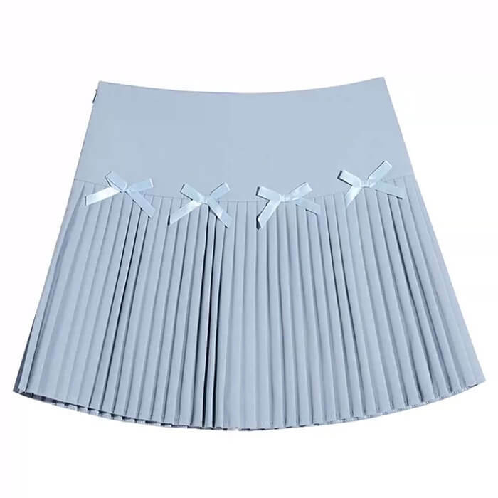 Playful Bows Pleated Mini Skirt - Y2K Fashion Must-Have for 2000s Style