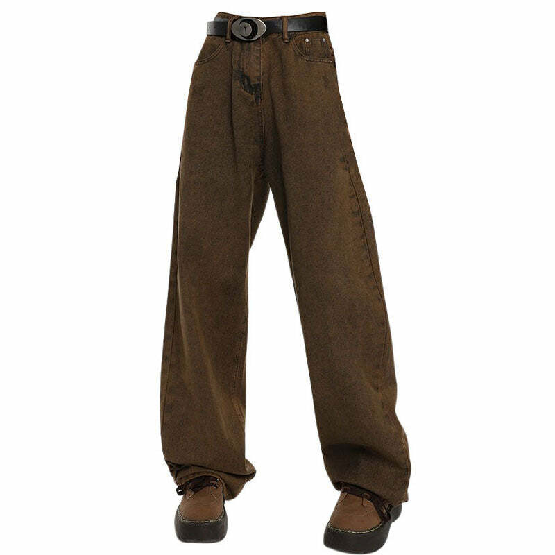 Problem Child Brown Y2K Jeans - Trendy 2000s Style for Unique Outfits