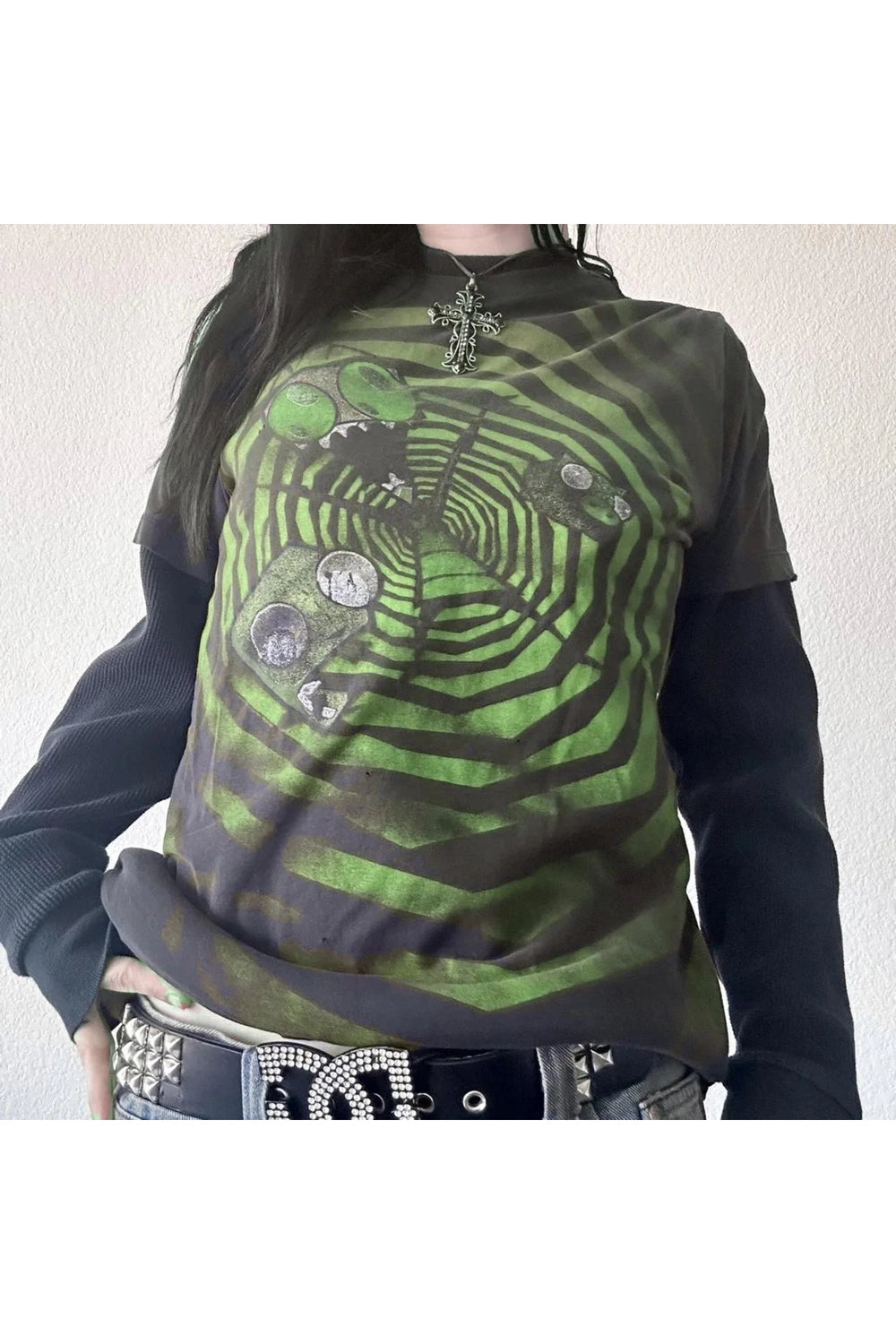 Psychedelic Spiral Graphic T-Shirt - Y2K Aesthetic 2000s Fashion Top