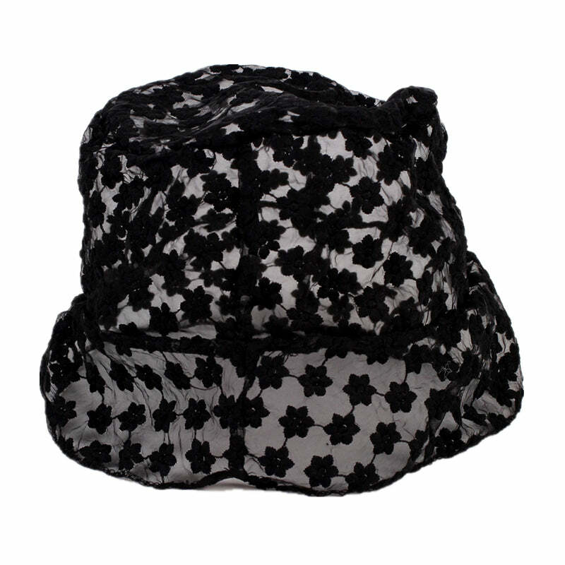 Pure Nocturne Lace Bucket Hat - Y2K Fashion Essential for Trendy Looks